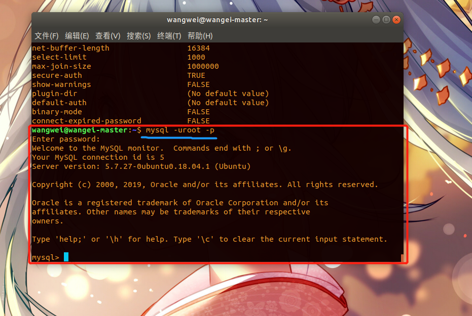 ubuntu-5 - 安装 mysql+ 创建 HIVE 用户